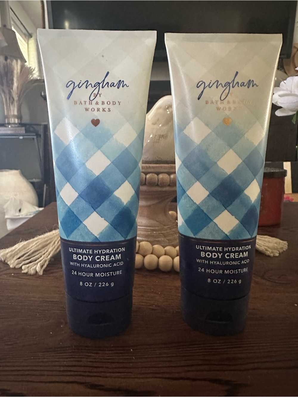 Bath & Body Works Gingham Body Cream - Blue & White

Set of 2